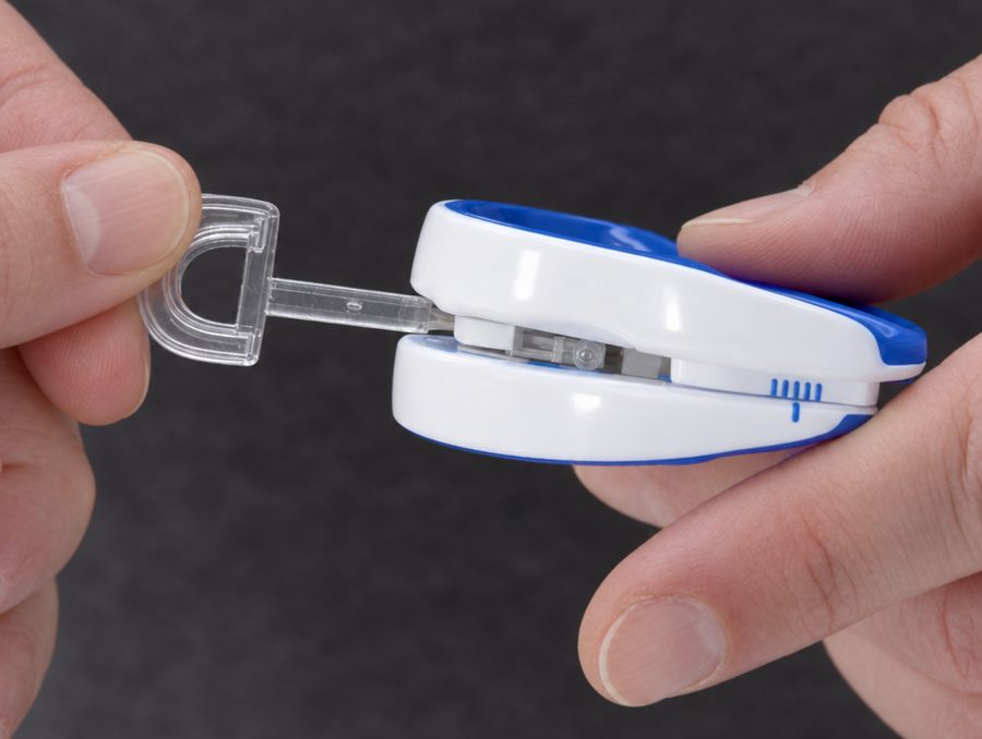 A small key turns the screw on the side of the mouth guard