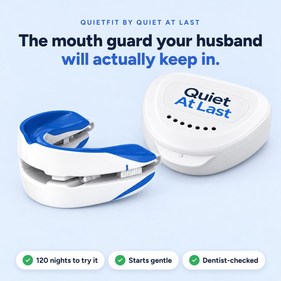 QuietFit mouth guard and case: finally fix his snoring