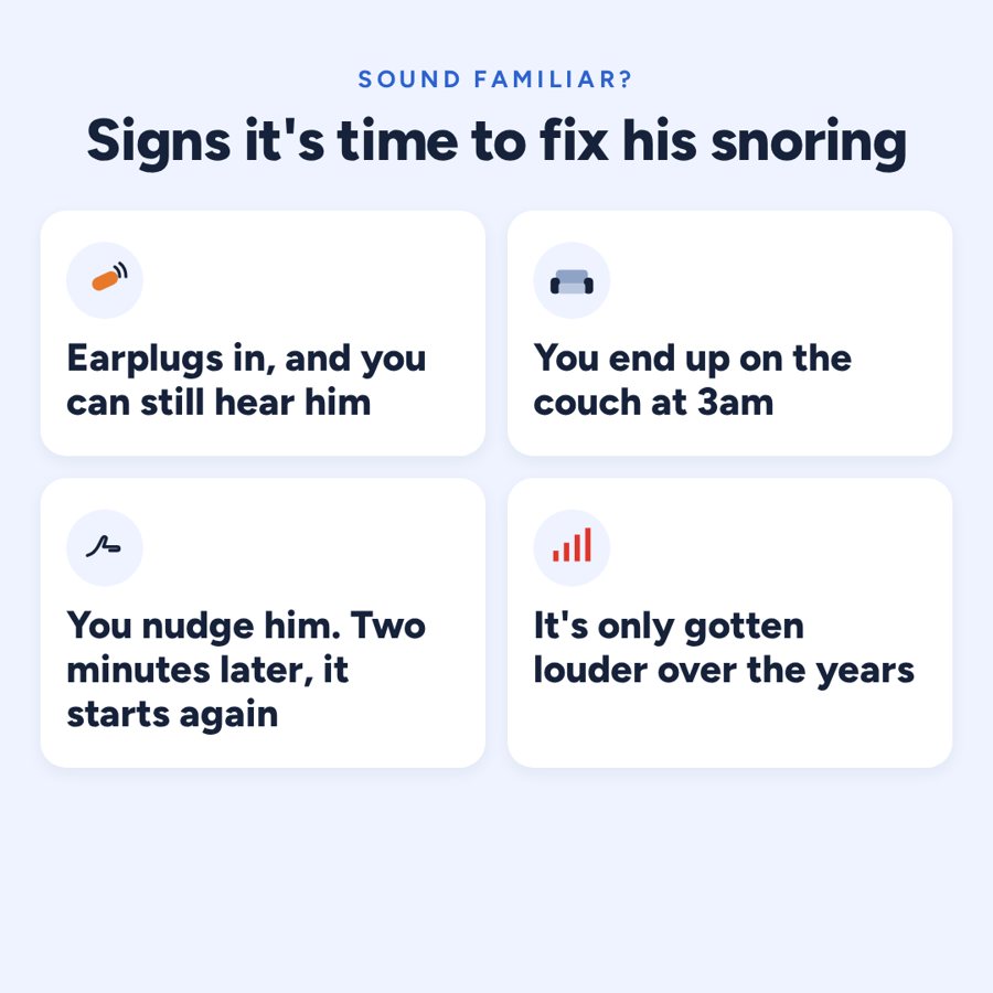 Signs it is time to fix his snoring